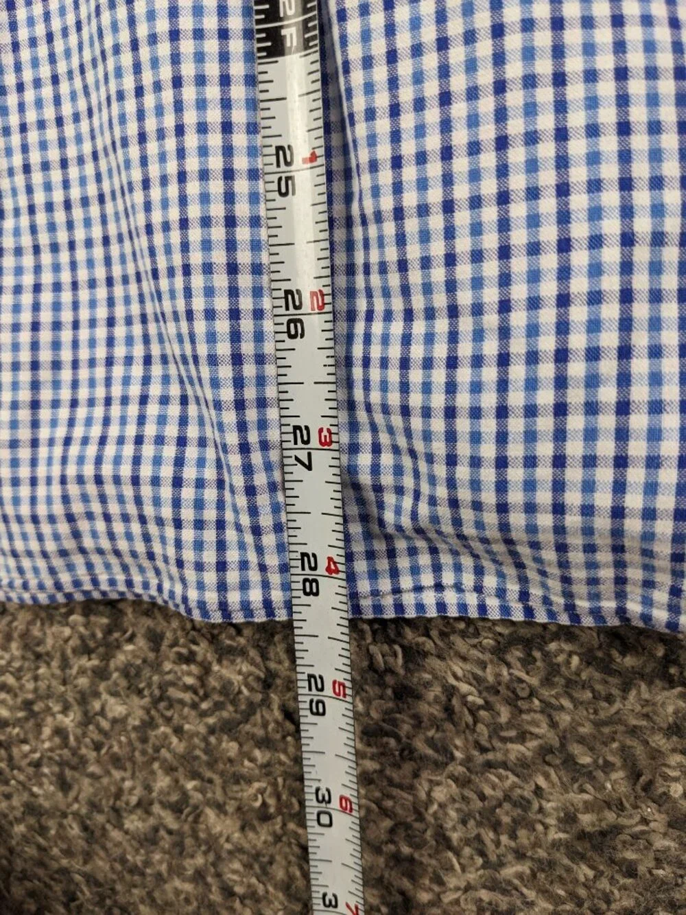 J Crew Shirt Seersucker Gingham Checked L/S Button Down Blue Mens Large Slim Fit